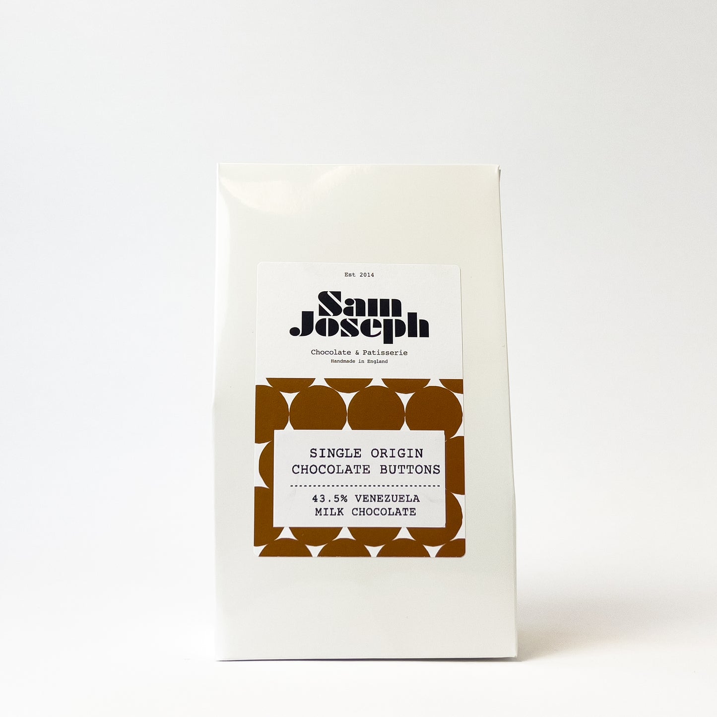 43% Venezuela milk chocolate buttons | Sam Joseph Chocolates | Luxury Chocolates Online Sam Joseph Chocolates