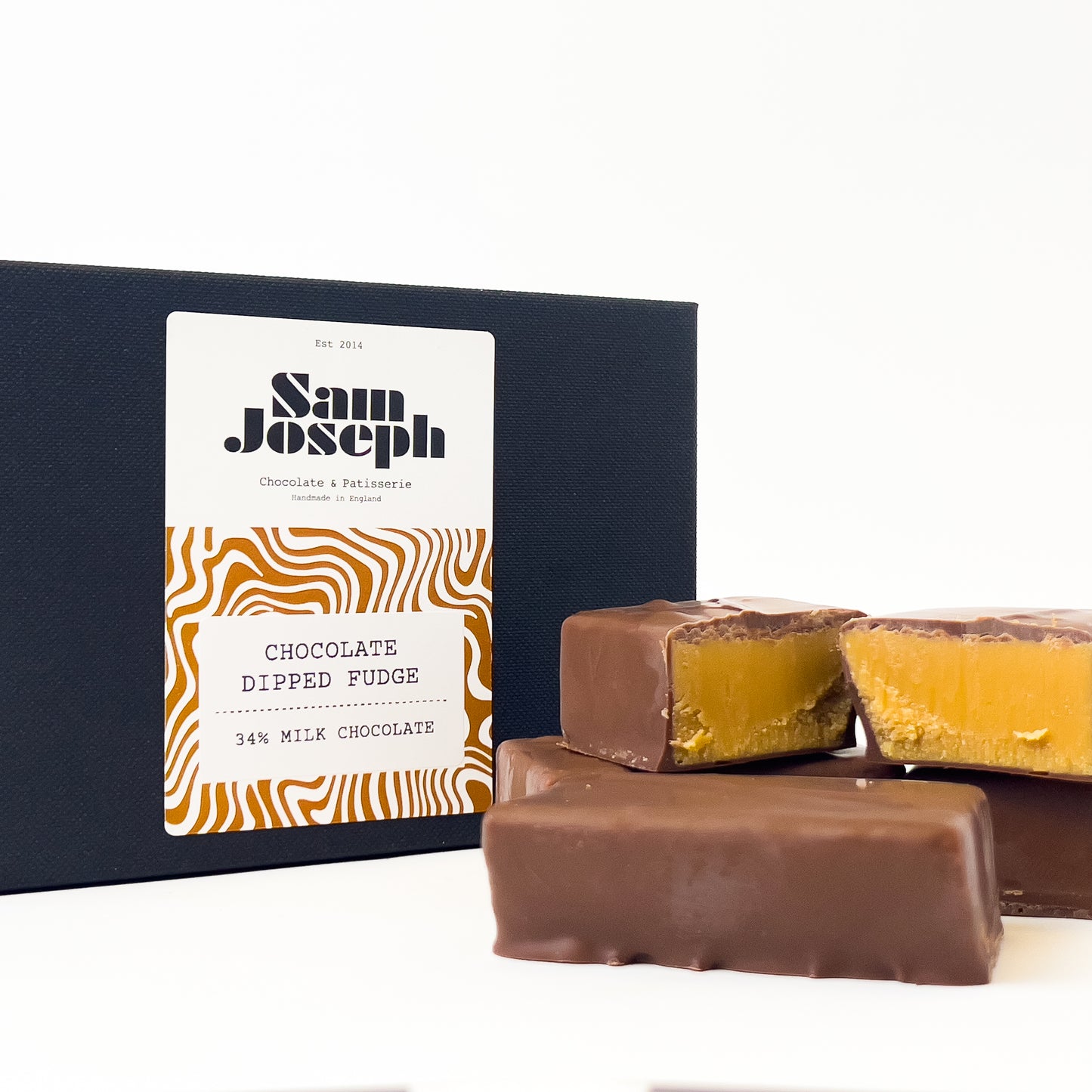 34% Milk chocolate dipped fudge | Sam Joseph Chocolates | Luxury Chocolates Online  Sam Joseph Chocolates