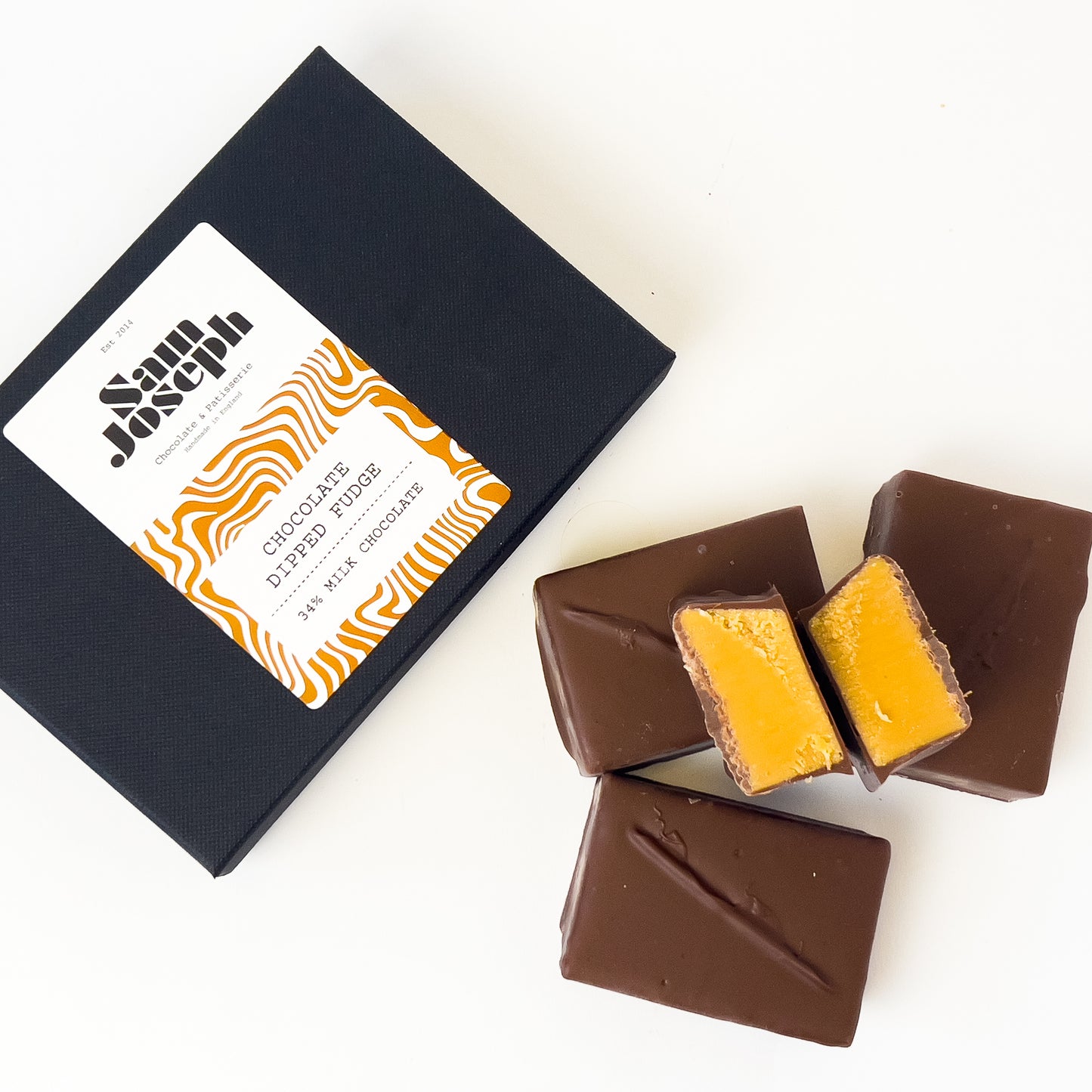 34% Milk chocolate dipped fudge | Sam Joseph Chocolates | Luxury Chocolates Online  Sam Joseph Chocolates