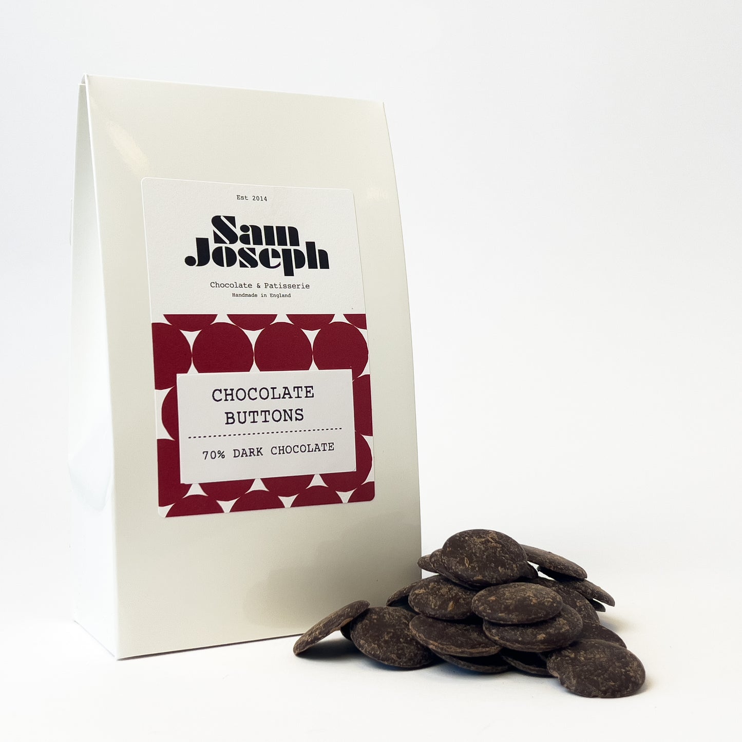 70% Dark chocolate buttons | Sam Joseph Chocolates | Luxury Chocolates Online Sam Joseph Chocolates