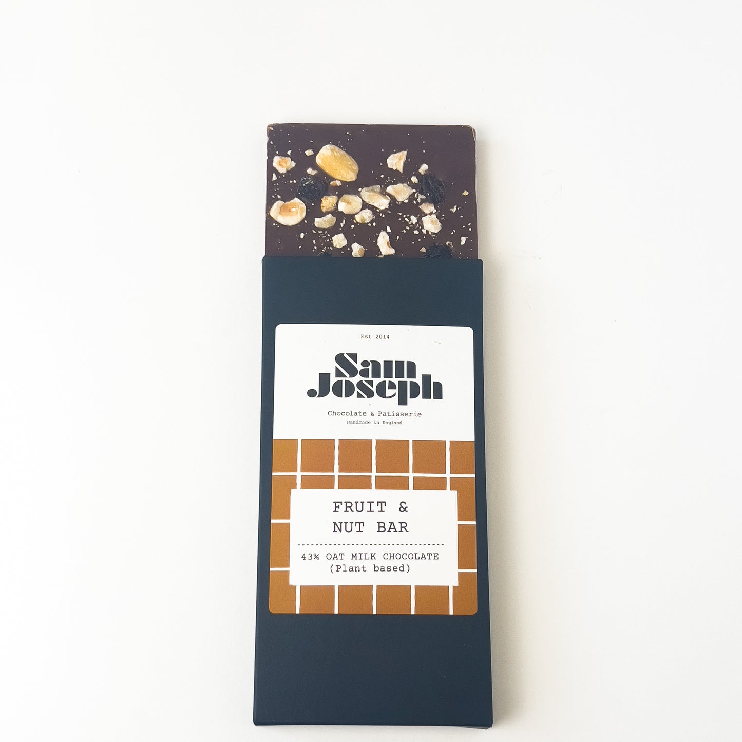 Fruit & nut oat milk chocolate bar | Sam Joseph Chocolates | Luxury Chocolates Online Sam Joseph Chocolates