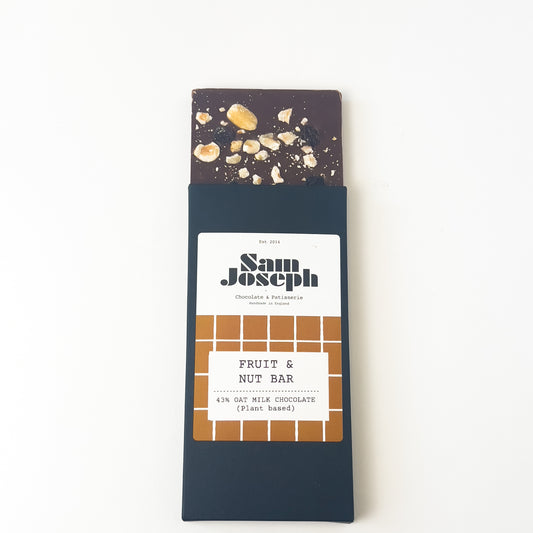 Fruit & nut oat milk chocolate bar | Sam Joseph Chocolates | Luxury Chocolates Online  Sam Joseph Chocolates
