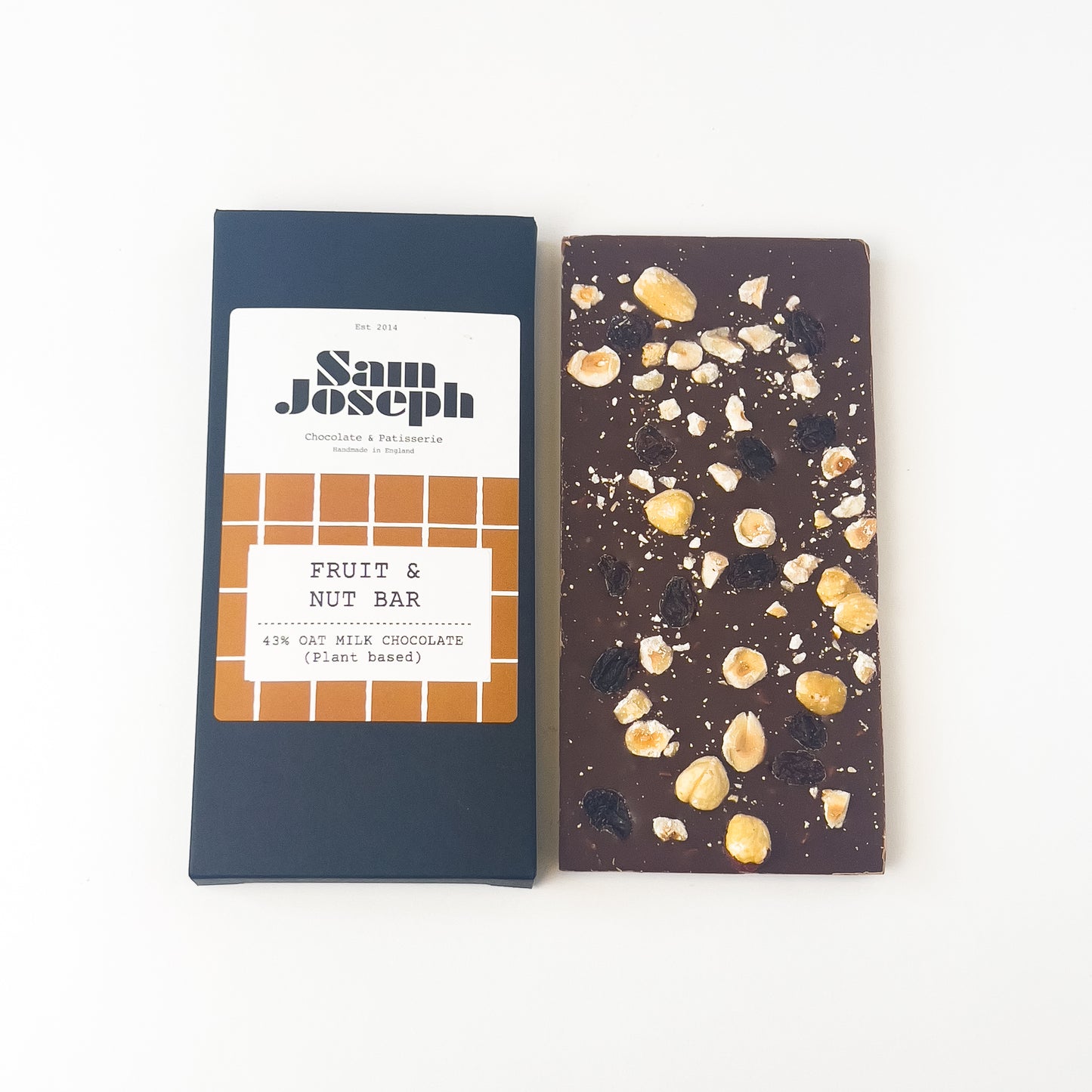 Fruit & nut oat milk chocolate bar | Sam Joseph Chocolates | Luxury Chocolates Online Sam Joseph Chocolates