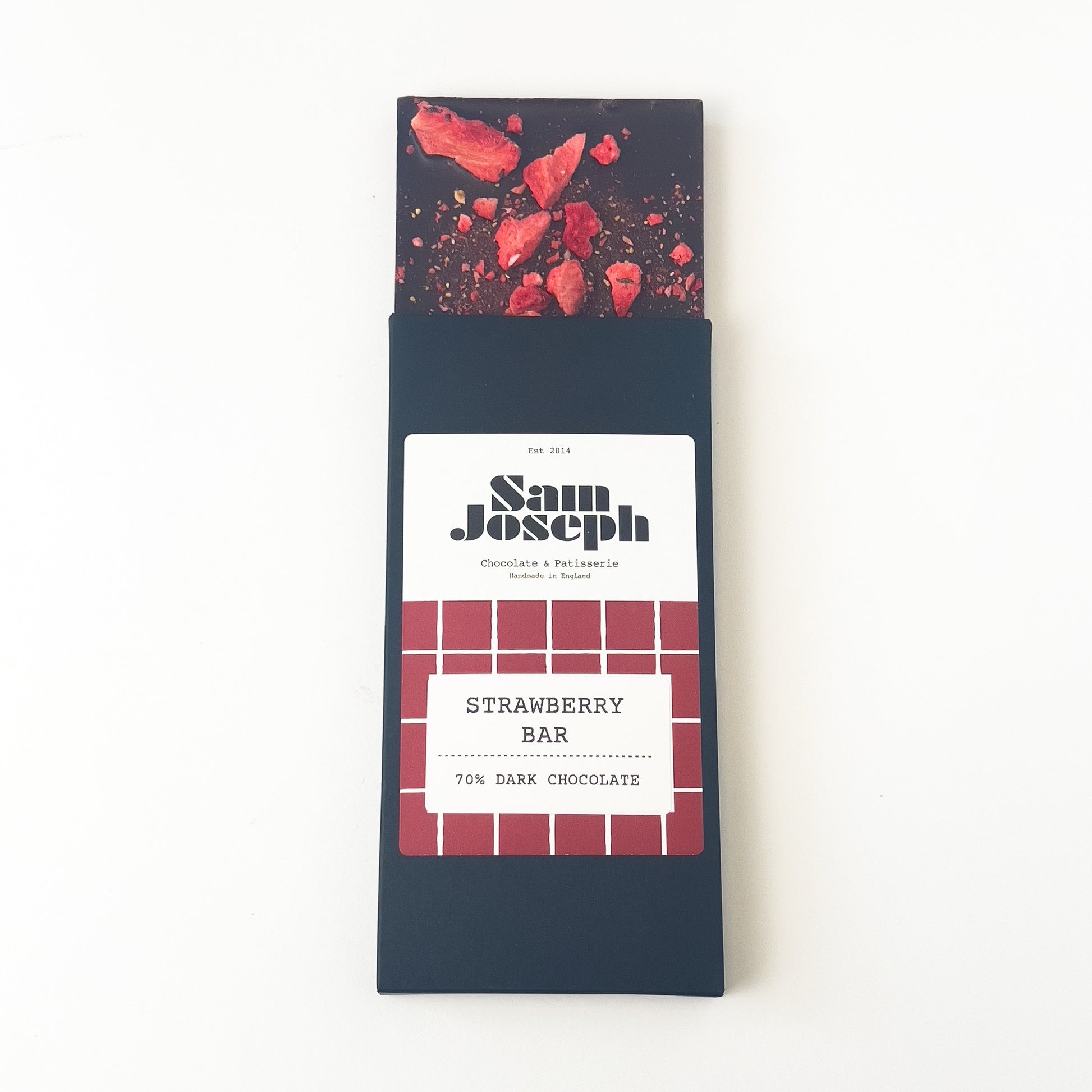 Strawberries and dark chocolate bar | Sam Joseph Chocolates | Luxury Chocolates Online  Sam Joseph Chocolates