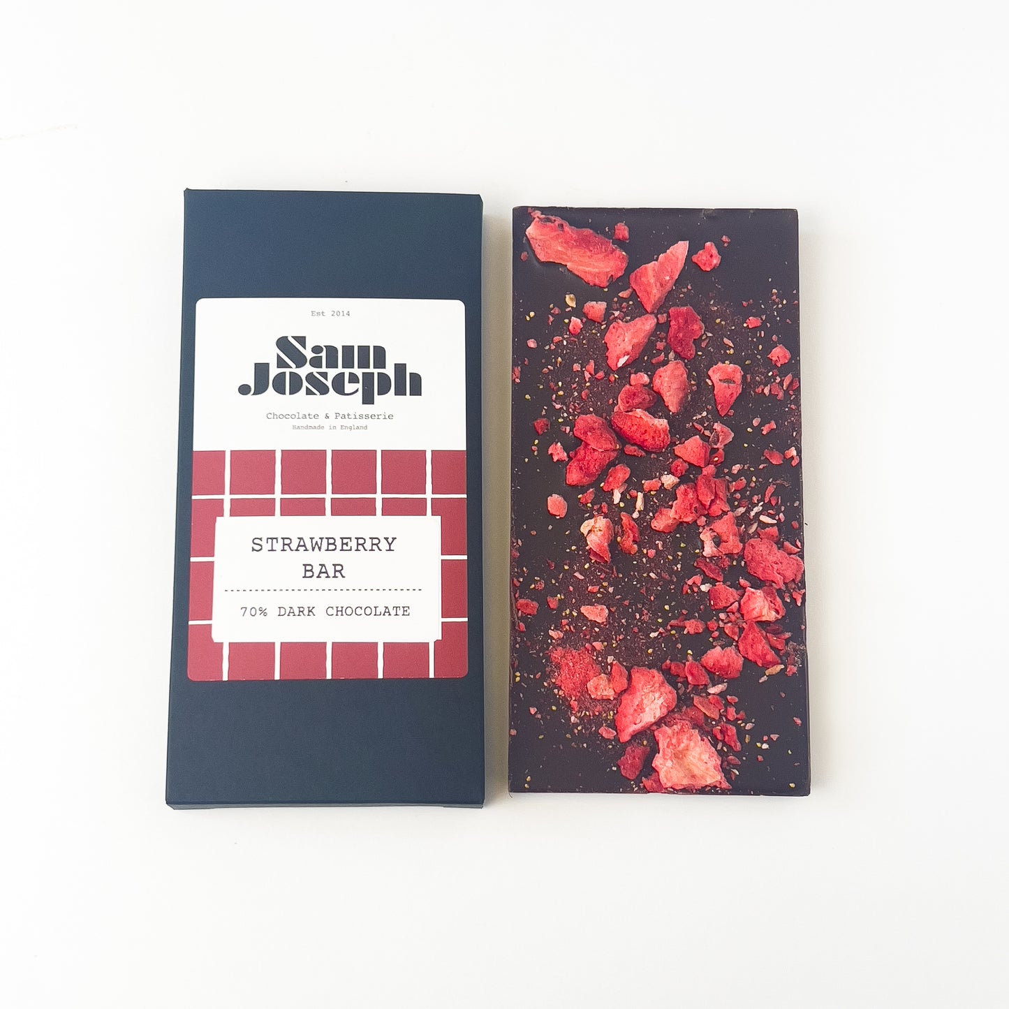 Strawberries and dark chocolate bar | Sam Joseph Chocolates | Luxury Chocolates Online Sam Joseph Chocolates