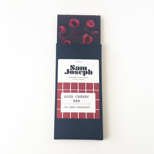 Sour cherry & dark chocolate bar | Sam Joseph Chocolates | Luxury Chocolates Online  Sam Joseph Chocolates