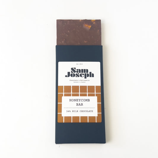 Honeycomb and milk chocolate bar | Sam Joseph Chocolates | Luxury Chocolates Online  Sam Joseph Chocolates