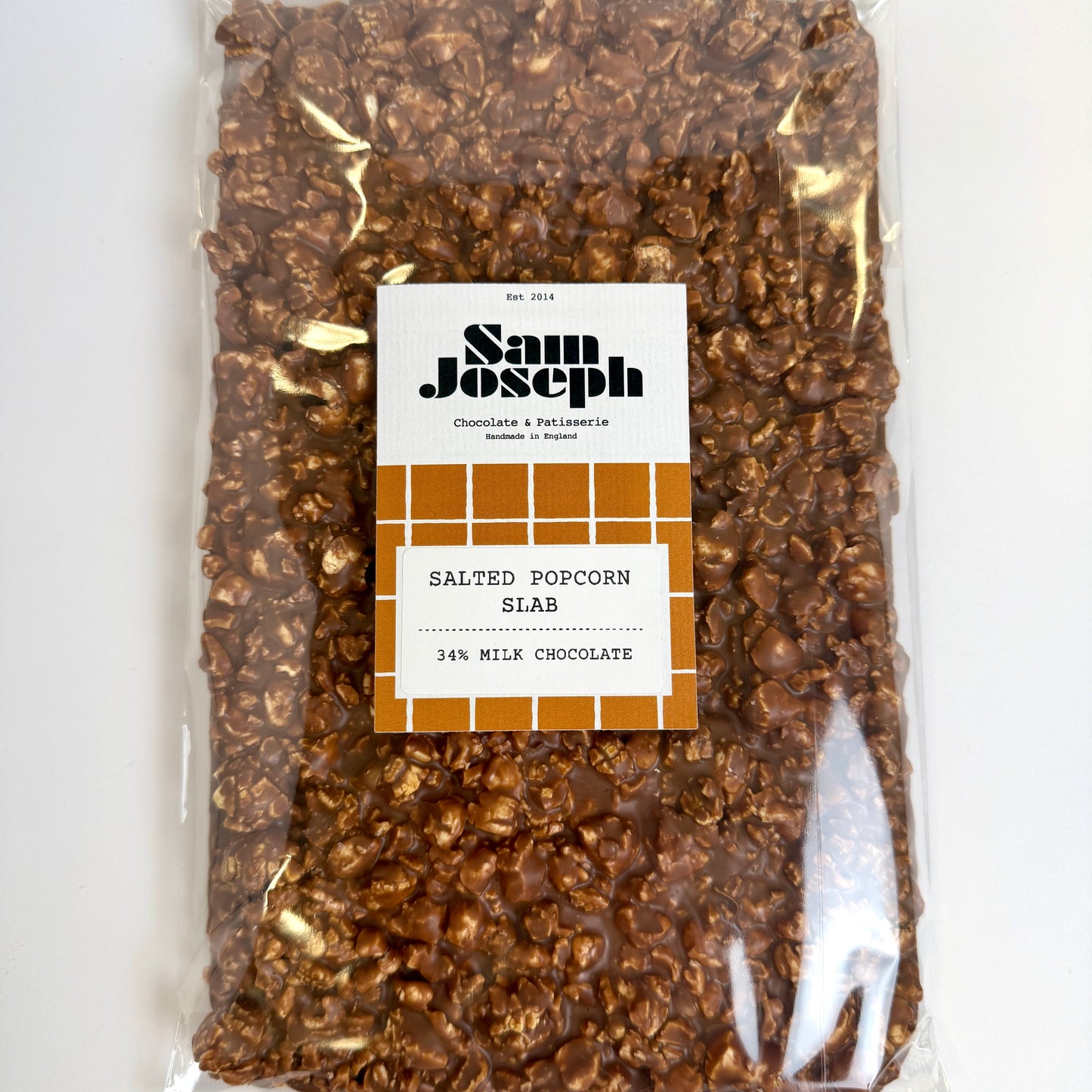 Salted popcorn & milk chocolate slab