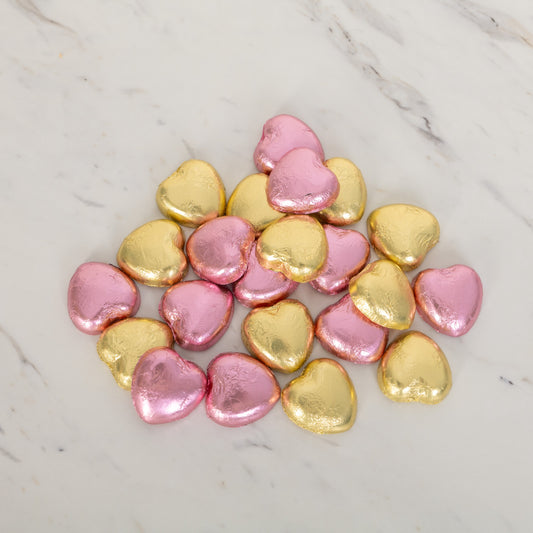 Milk chocolate foiled hearts | Sam Joseph Chocolates | Luxury Chocolates Online