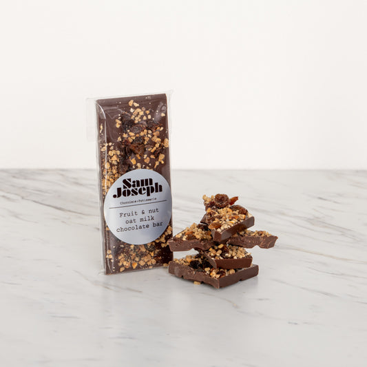 Fruit & nut oat milk chocolate bar | Sam Joseph Chocolates | Luxury Chocolates Online