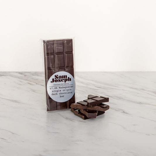Single origin Madagascar 67% dark chocolate bar | Sam Joseph Chocolates | Luxury Chocolates Online