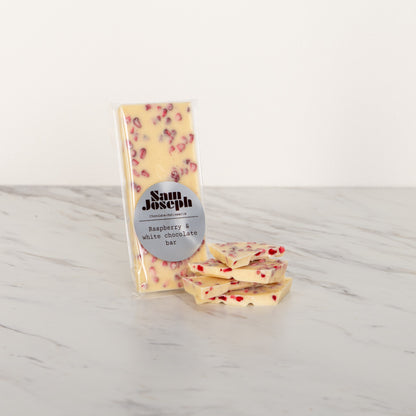 Raspberry & white chocolate bar | Sam Joseph Chocolates | Luxury Chocolates Online