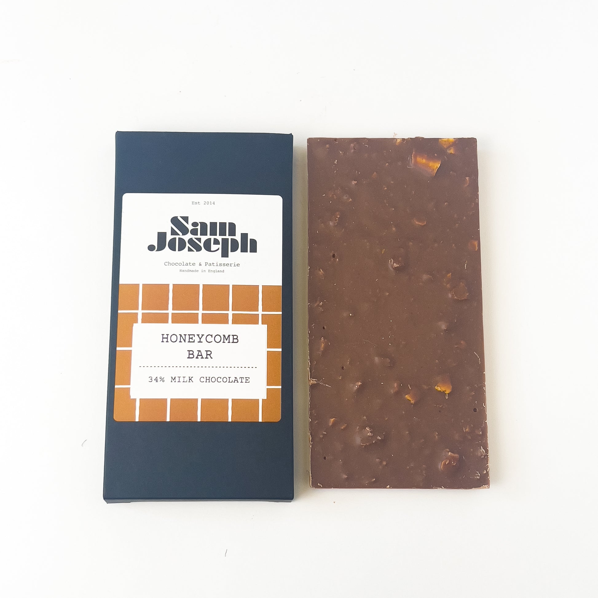 Honeycomb and milk chocolate bar | Sam Joseph Chocolates | Luxury Chocolates Online  Sam Joseph Chocolates