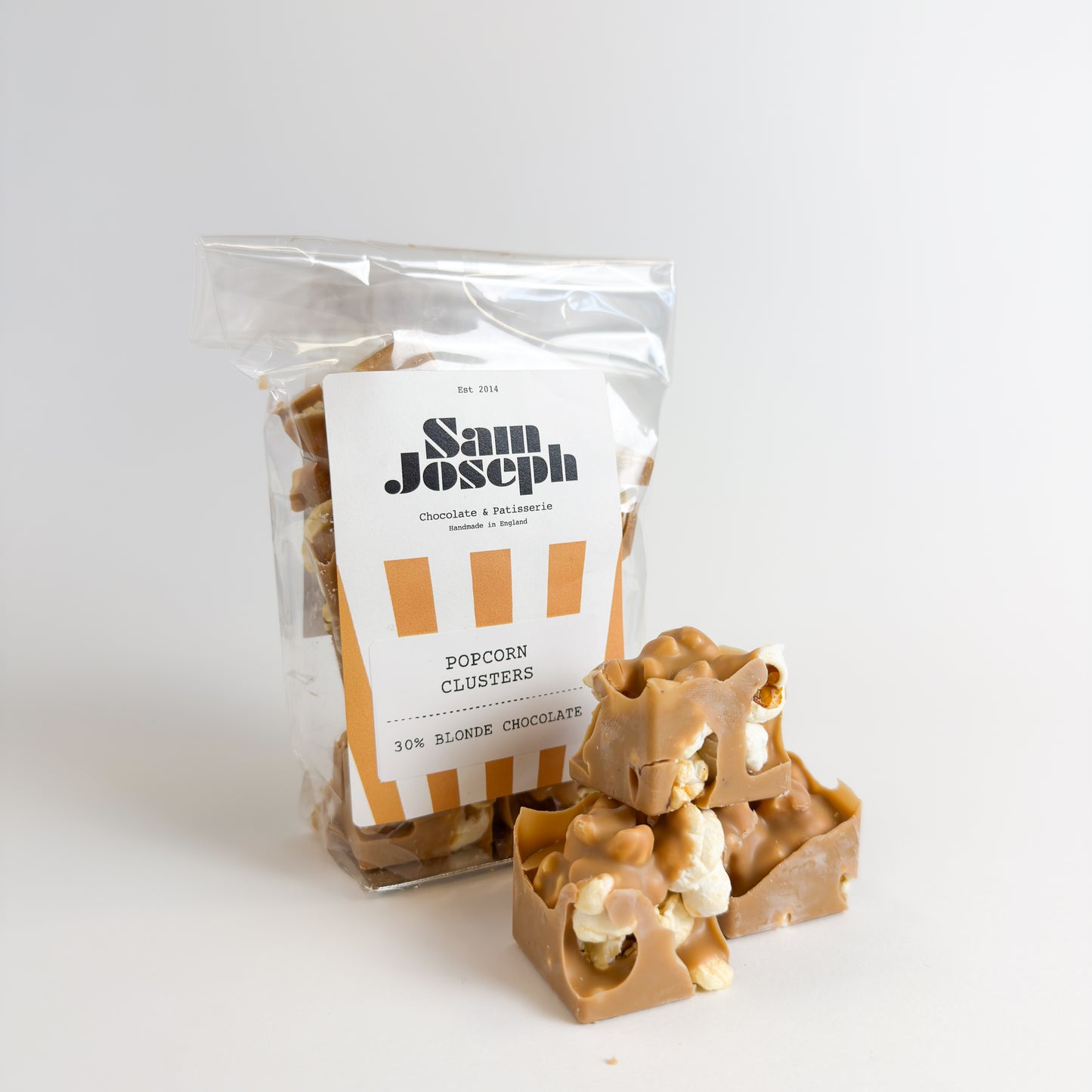 Blonde chocolate popcorn clusters | Sam Joseph Chocolates | Luxury Chocolates Online  Sam Joseph Chocolates