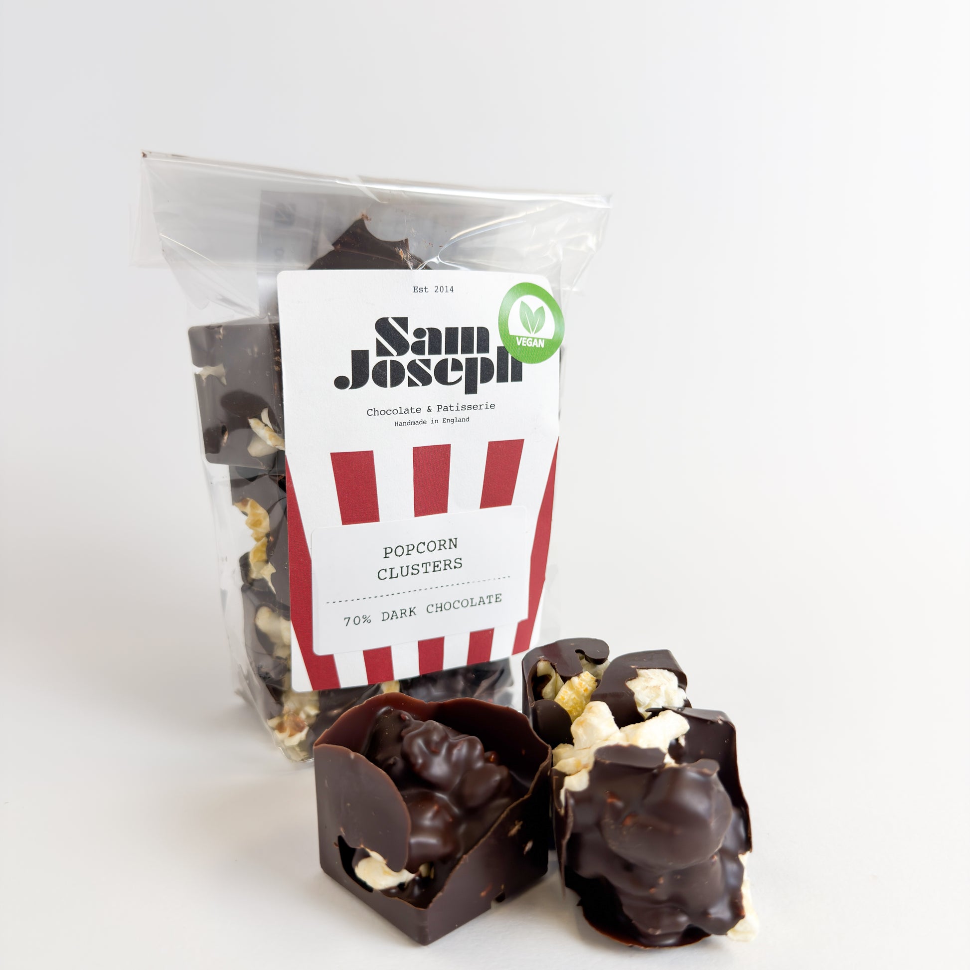 Dark chocolate popcorn clusters | Sam Joseph Chocolates | Luxury Chocolates Online  Sam Joseph Chocolates