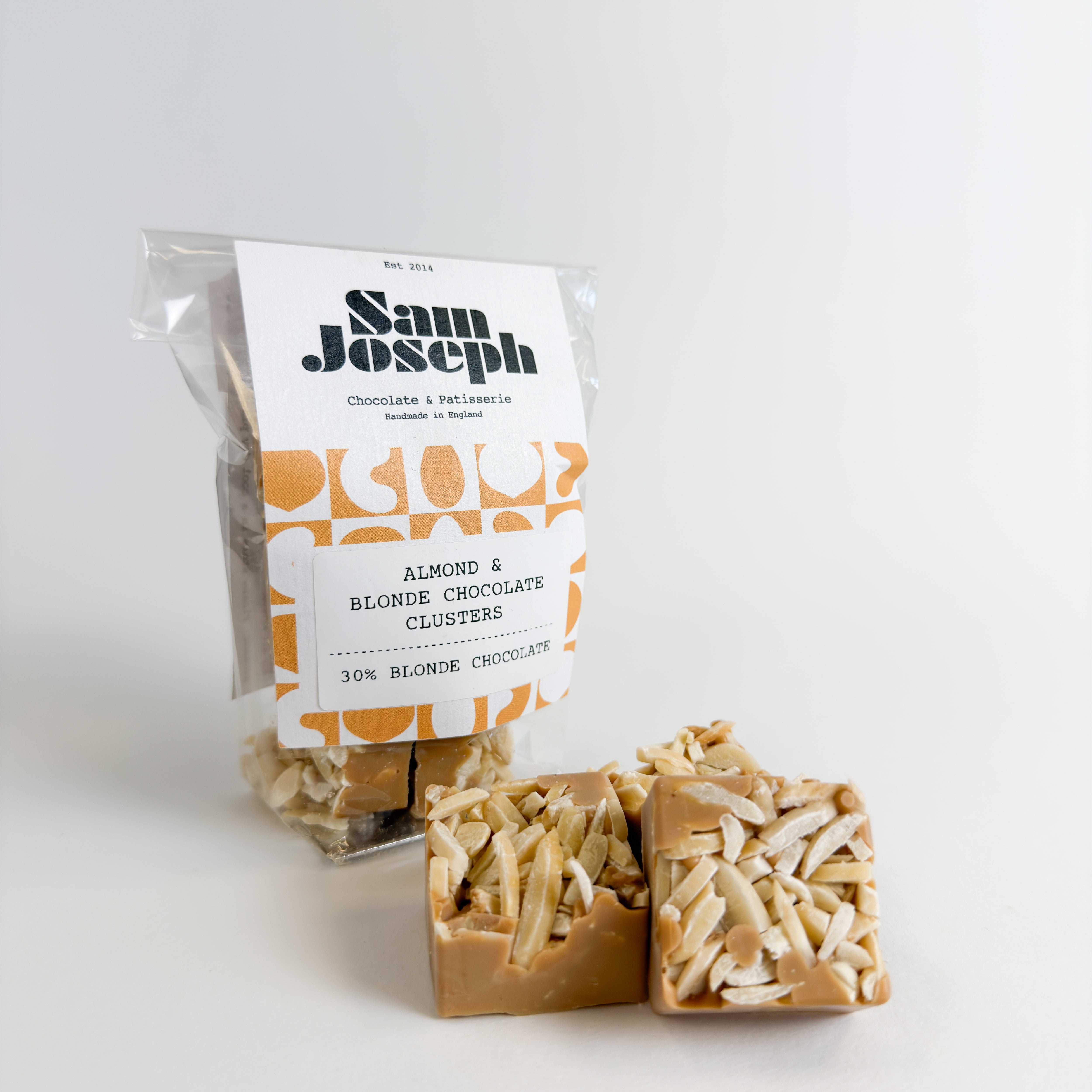 Almond & blonde chocolate clusters – Sam Joseph Chocolates | Luxury ...