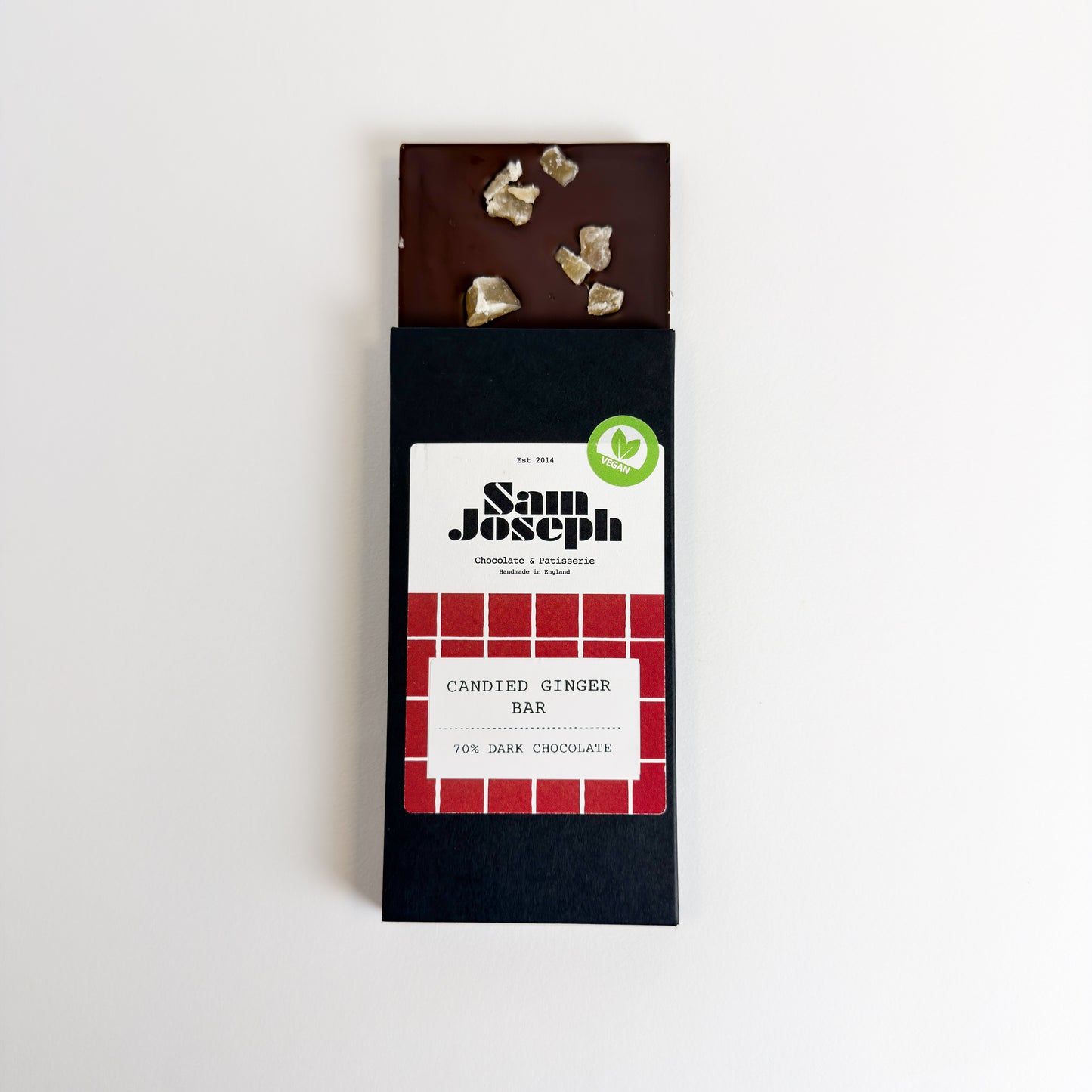 Candied ginger & dark chocolate bar | Sam Joseph Chocolates | Luxury Chocolates Online  Sam Joseph Chocolates