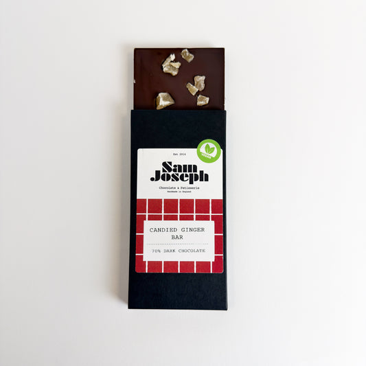 Candied ginger & dark chocolate bar | Sam Joseph Chocolates | Luxury Chocolates Online  Sam Joseph Chocolates