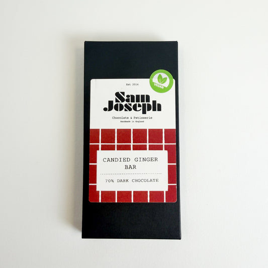 Candied ginger & dark chocolate bar | Sam Joseph Chocolates | Luxury Chocolates Online  Sam Joseph Chocolates