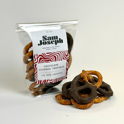 Dark chocolate covered pretzels