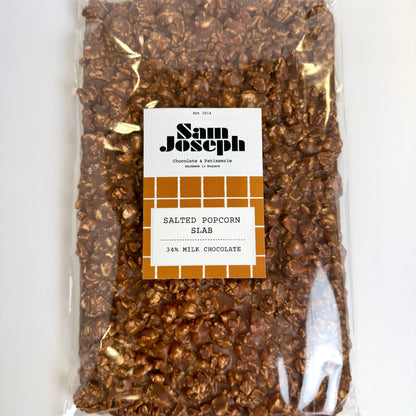 Salted popcorn & milk chocolate slab